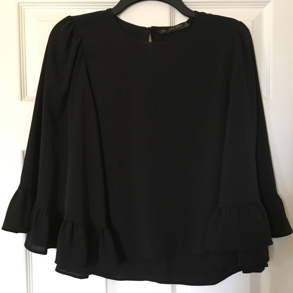 Black, long sleeved blouse - Picture 4 of 6